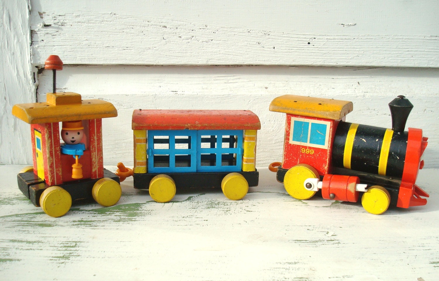 Vintage Wooden Train Fisher Price Wood Train Retro Toys