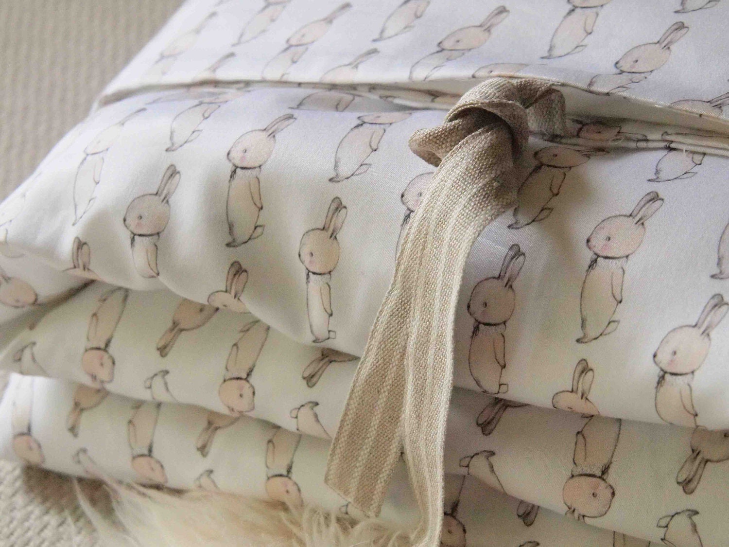 White Rabbit ORGANIC Toddler Bedding sweet bunny print duvet