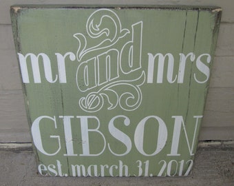 Custom Distressed Art Deco Wedding Sign- MR & MRS