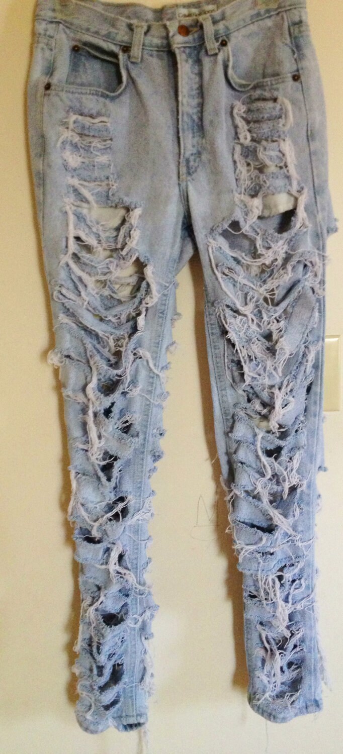 Vintage High Waisted Double Sided Ripped Jeans