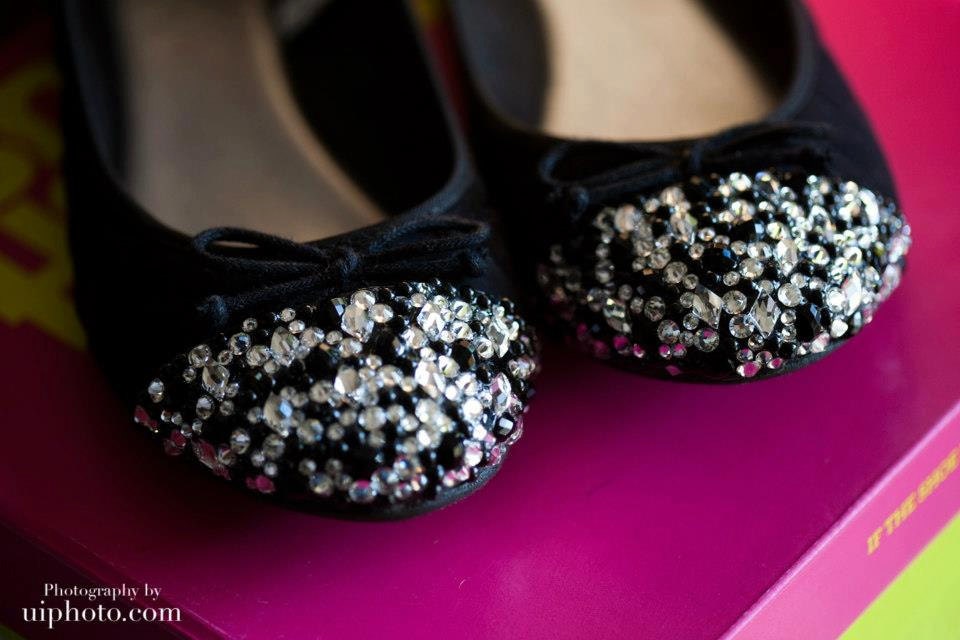 Black flats with Swarovski Crystals