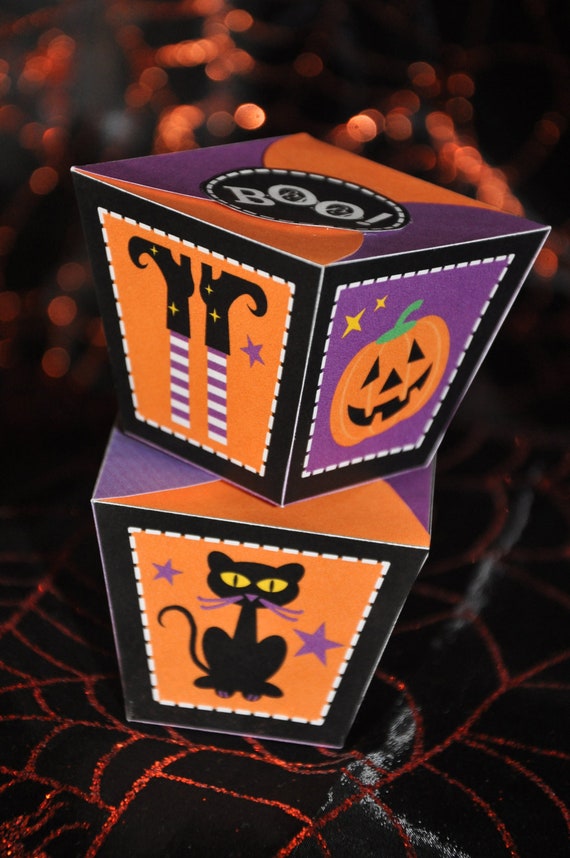 Halloween DIY decor pdf printable mini treat box / favor box