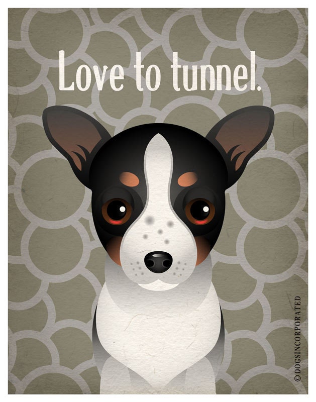Rat Terrier Funny Dogs Original Art Print Humorous Dog Breed