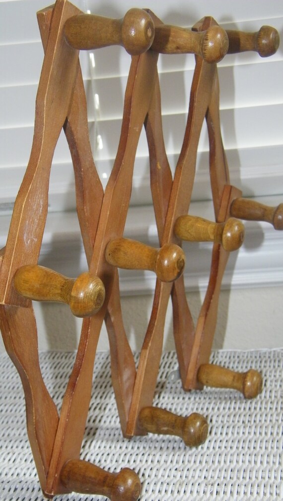 Vintage Wooden Cup Holder Wall HangingSALE PRICE