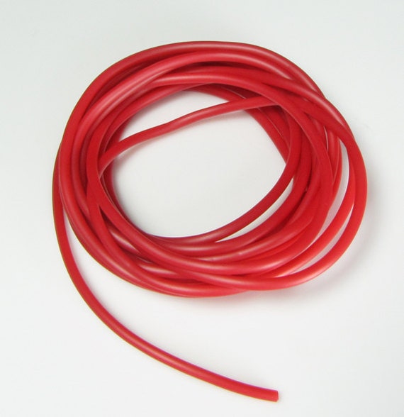 Rubber cord 3mm Red hollow tubing 10 feet by funfunkyfindings