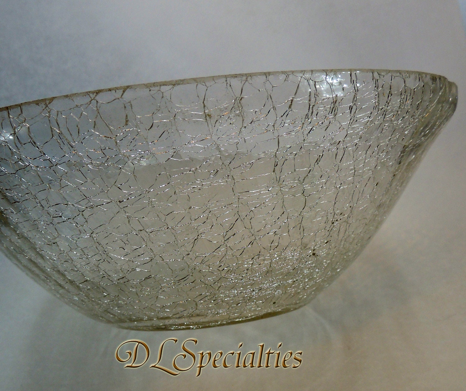 Vintage Crackle Glass Bowl Brilliant Clear