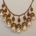 Vintage 1930s Miriam Haskell Czech Style Faux Baroque Pearl Smoky Topaz Crystal Gilt Brass Filigree Necklace