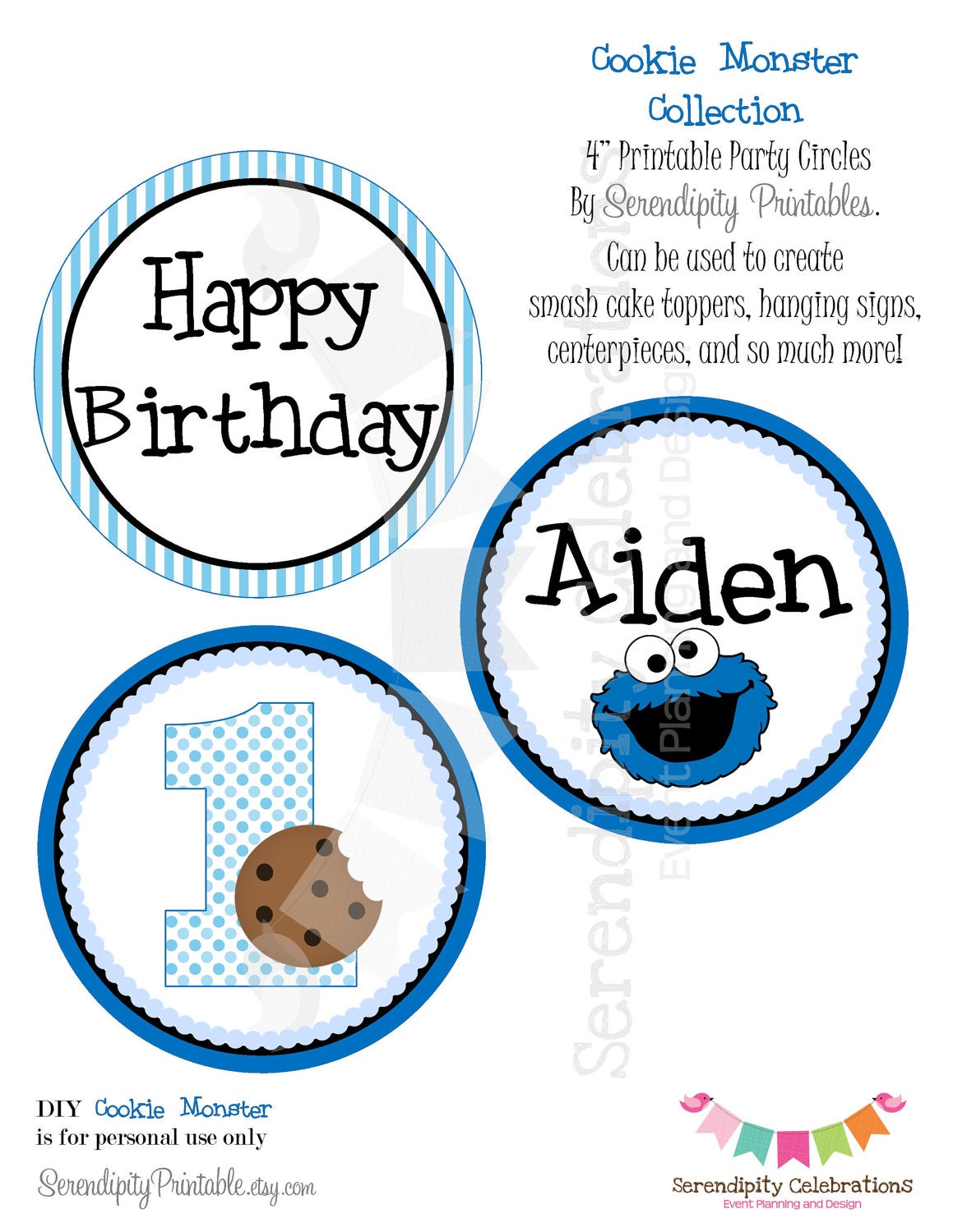 Cookie Monster Inspired Collection: Printable 4 Party