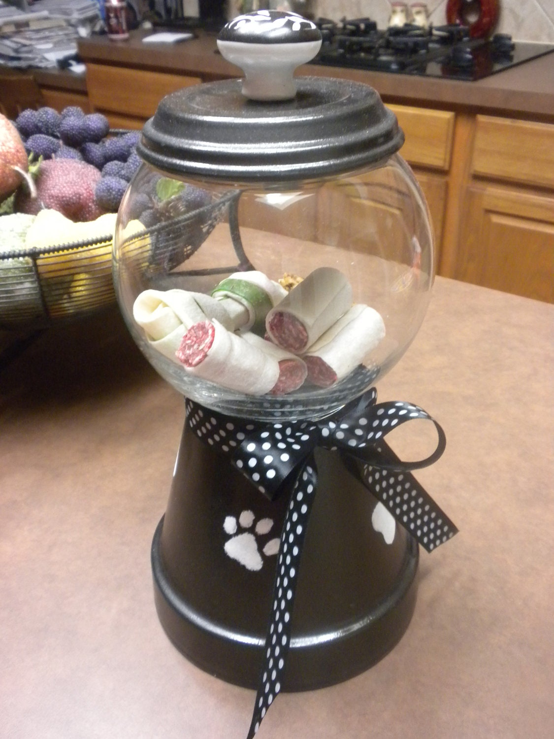 Faux Gumball Machine designed for dog treats/food
