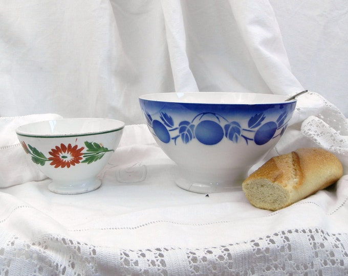 Small Vintage Ceramic French Farmhouse Ceramic Café au Lait Bowl Coffee Bowl with Hand Painted Flower Pattern, Country Cottage Decor France Small Vintage Ceramic French Farmhouse Ceramic Café au Lait Bowl Coffee Bowl with Hand Painted Flower Pattern, Country Cottage Decor France