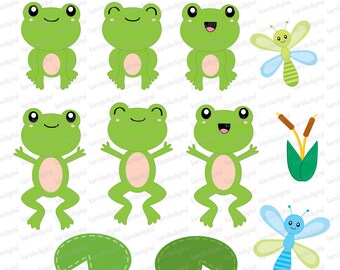 Clip Art Cute Frog Clipart cute frog clip art etsy frogs digital paper set personal and commercial use