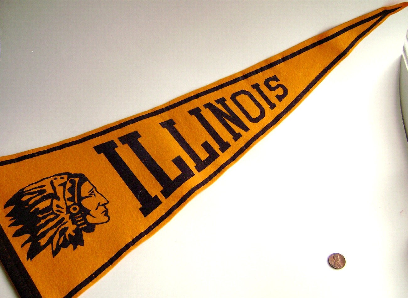 Vintage Illinois Pennant College Sports Felt Pennant