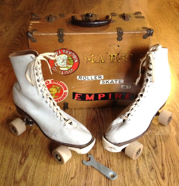 Items similar to Antique Chicago Roller Skates with Wooden Wheels and ...