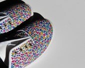 Handpainted Custom Triangle Print Canvas Shoes