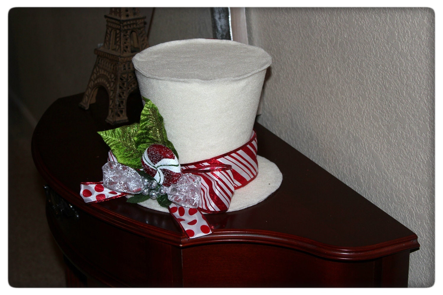 Candy cane top hat Christmas tree topper Christmas table