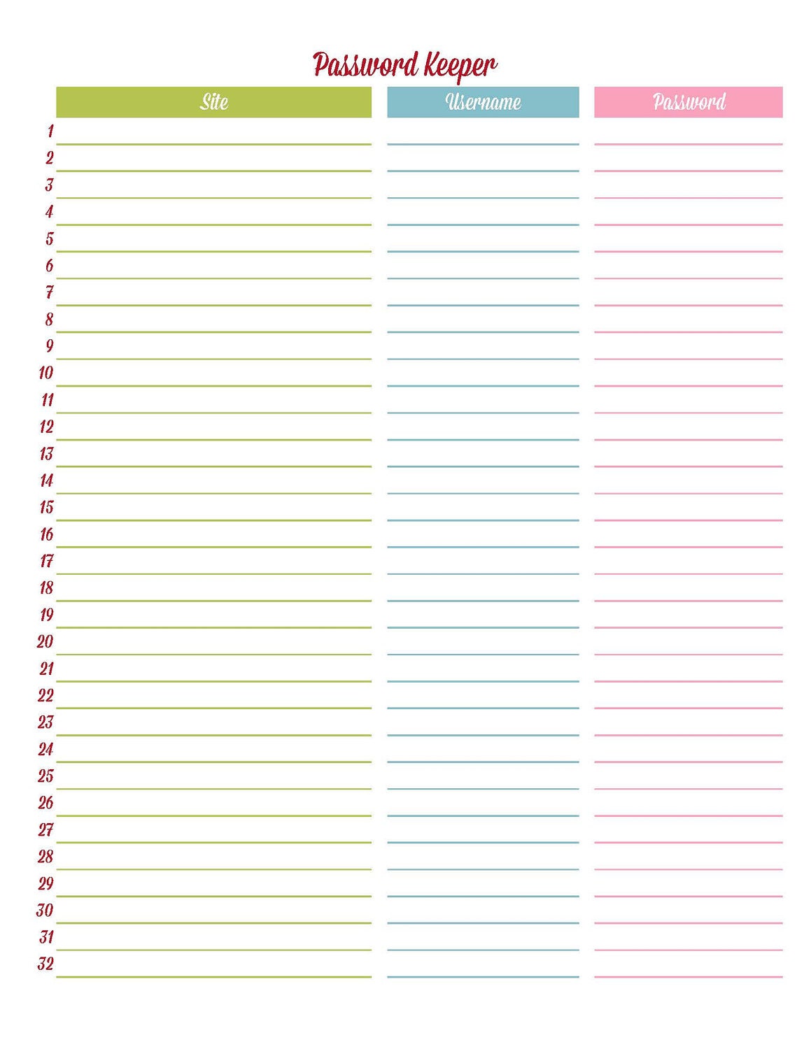 Password Tracker Editable Printable PDF Instant By IHeartPlanners