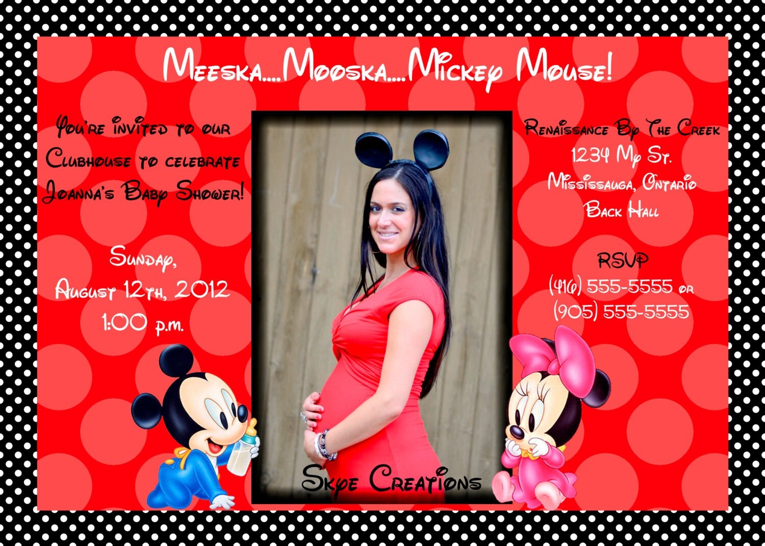 different baby ideas shower Minnie by Dot and Invitation SkyeCreation Red Mickey Baby Polka