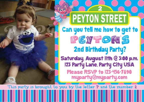 Abby Cadabby & Sesame Street Birthday Invitation - Custom Digital File Il_570xn