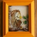 Adorable sleepy owl art on glass framed