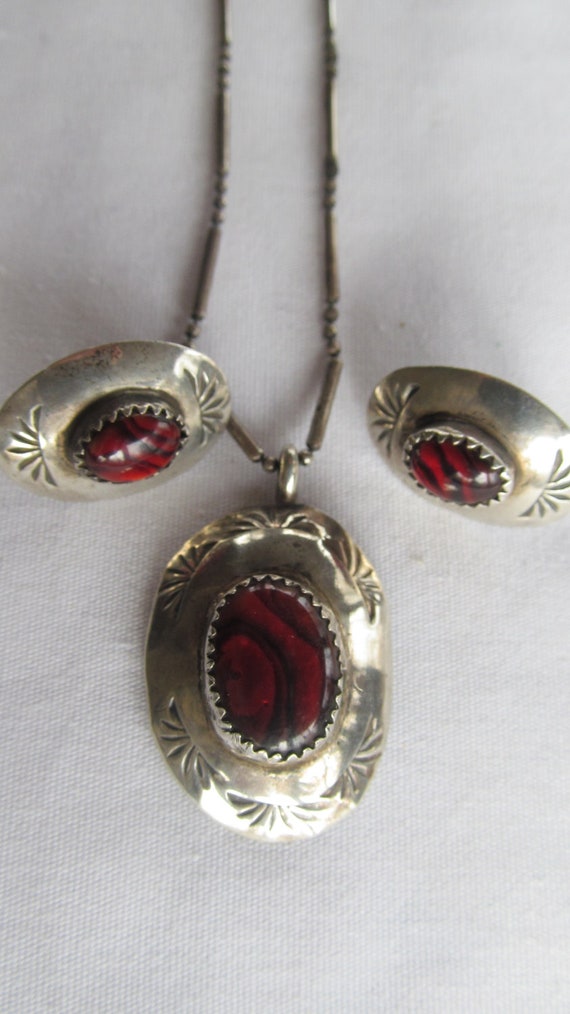 Ruby Earrings : Beautiful Rare Sterling Silver Womans Necklace SET ...