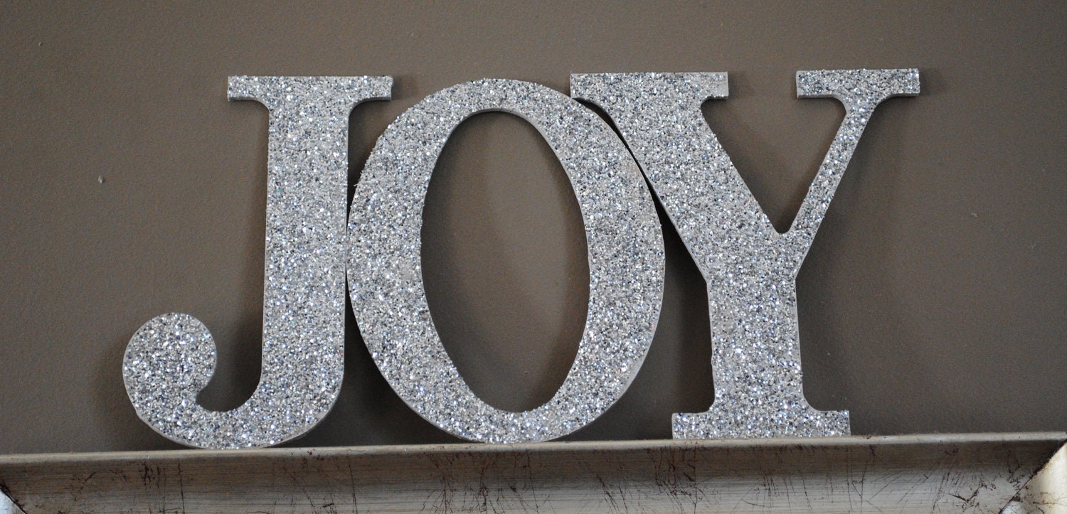9 Silver Joy Sign Glitter Wall Letters