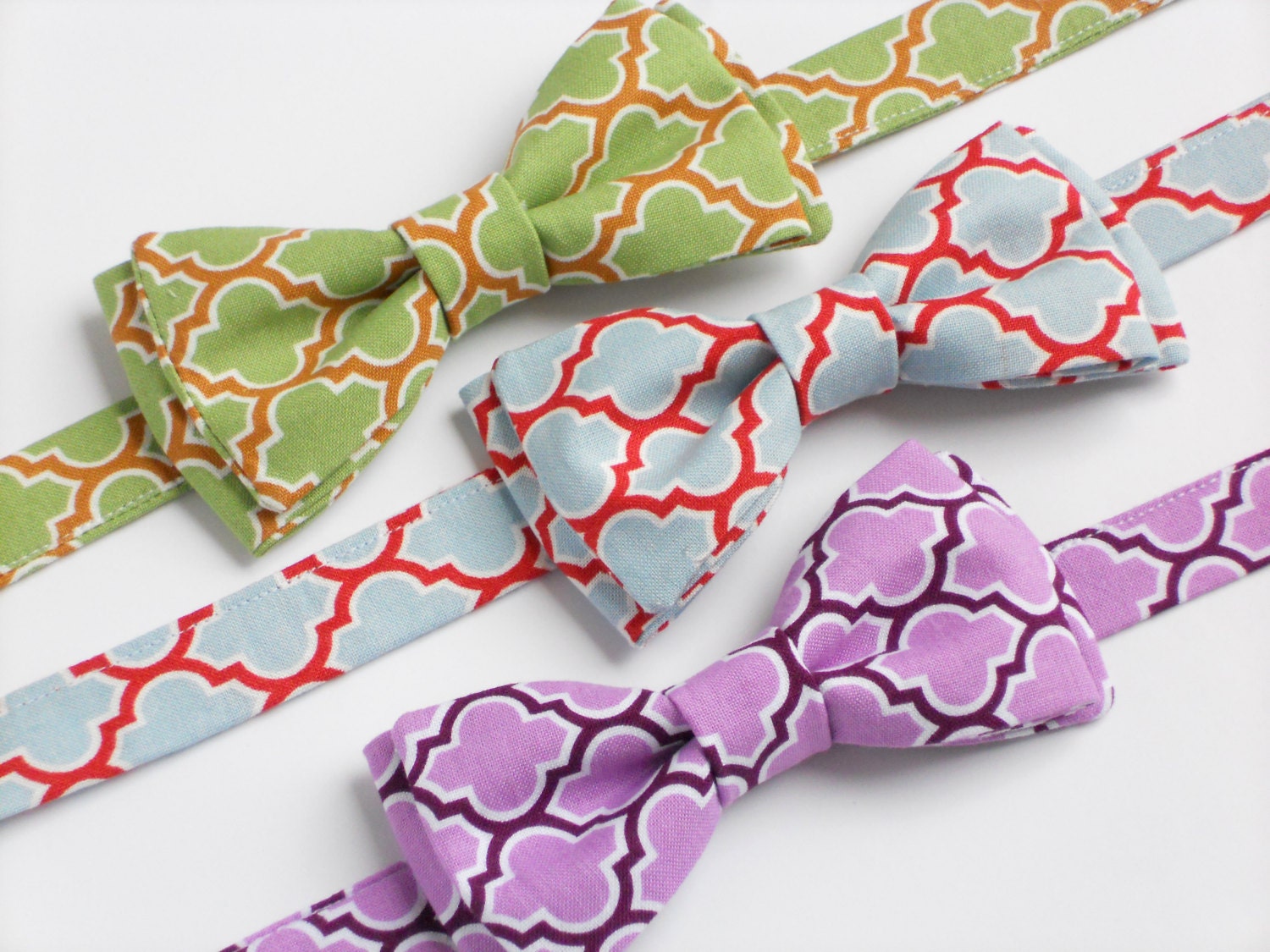 Kids bow tie in blue brown yellow green purple by LilGents on Etsy