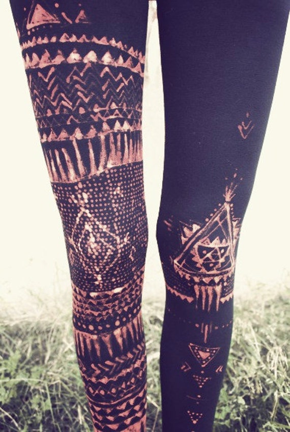 TRIBAL LEGGINS handpainted by SiamicWear on Etsy