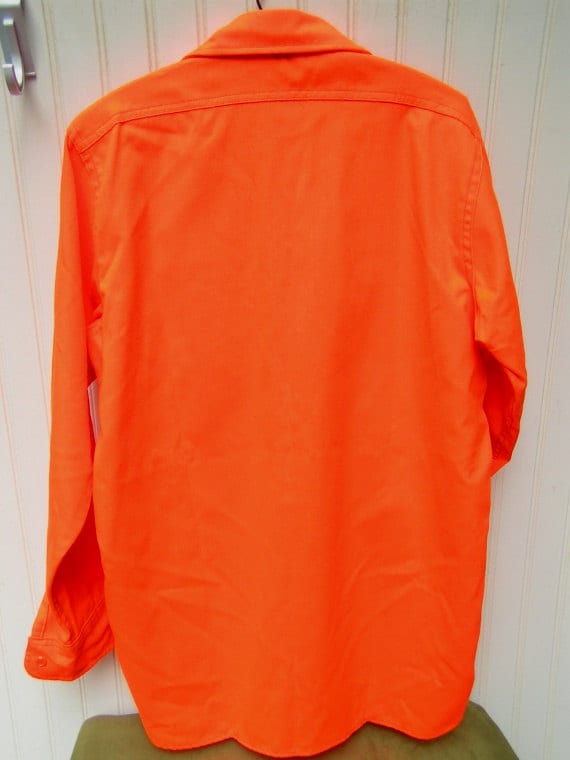 vintage Woolrich shirt mens M blaze orange hunting shirt 1970s