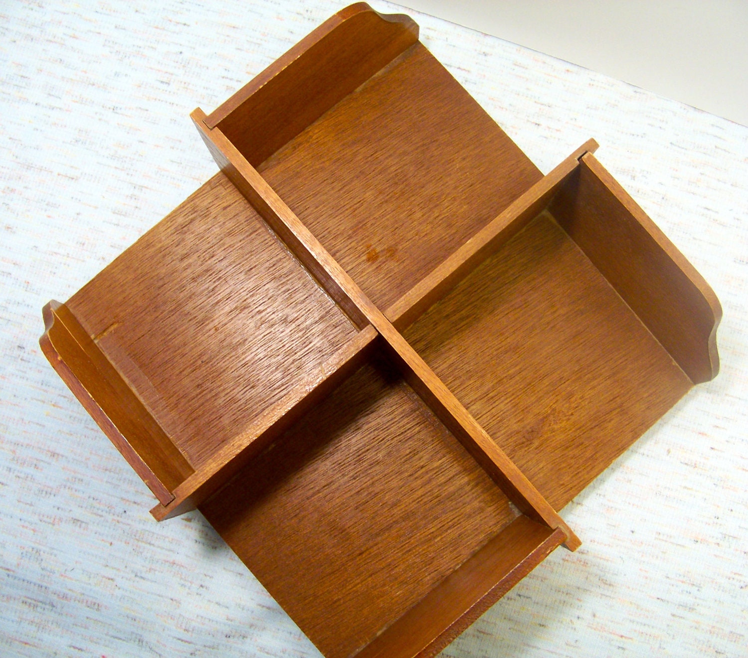 Vintage Bookshelf Desktop / Mod Craft Supply Caddy Revolving