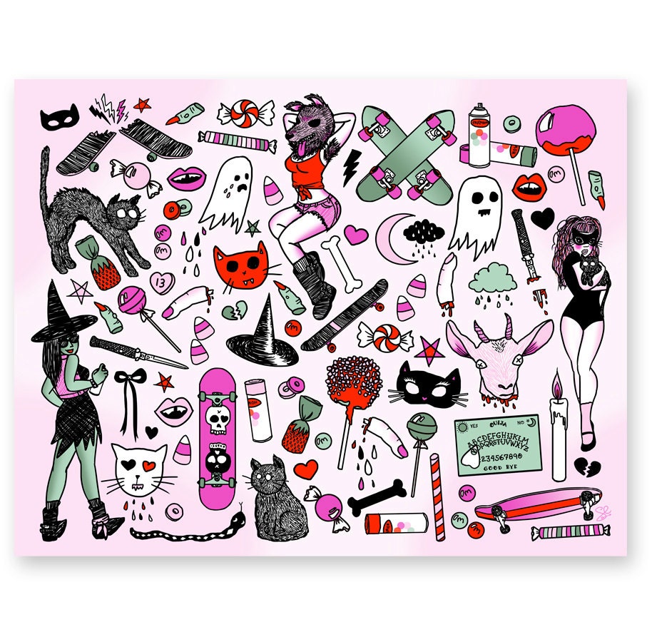 creepy cruisers tattoo flash sheet print creepy cruisers tattoo flash sheet print
