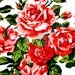 Vintage 1950s RED ROSES Rosebuds California Handprints Holiday Tablecloth Romantic Valentine Christmas Mint Rare