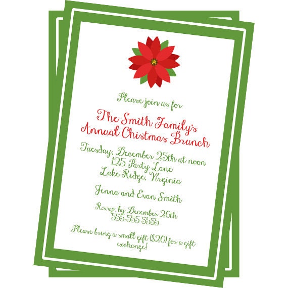 Printable Christmas Poinsettia Invitation Il_570xn
