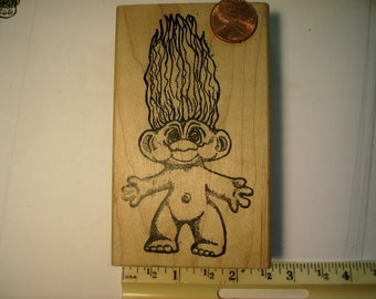troll doll vintage 1960s hair rubber stamp wood mounted scrapbooking rubber stamping
