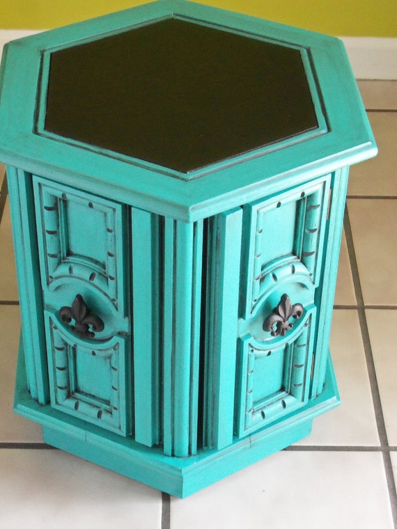 Items similar to Reserved for ERICA ReInvigorated Painted/Glazed Hexagonal Side/End Table w
