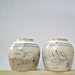 Two small creamy white ceramic chinese vases, blue design, porcelain, chinese
