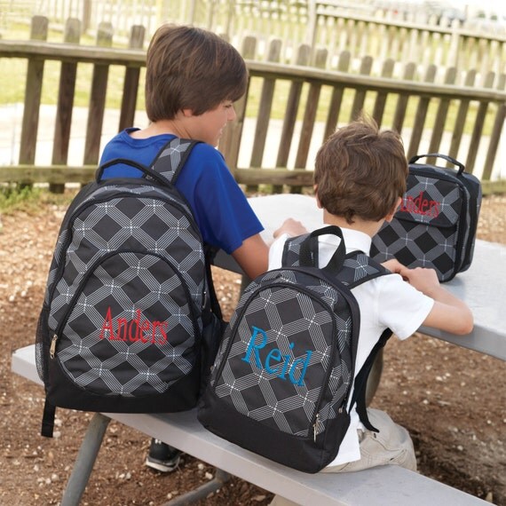 Matching Backpack and Lunch Box for boys in Black/White Cruz