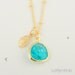 LAST ONE// Bright Aqua Crushed CZ with Mini Leaf on Ball Chain, Length: 16.5", Necklace