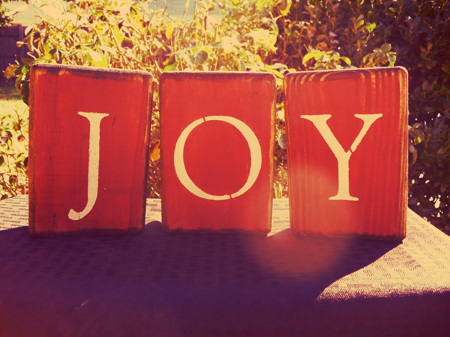 red wooden Christmas blocks Joy. Holiday by CiderHouseMill on Etsy