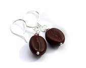 Coffee beans Earrings - chocolate brown glass beads on sterling silver, jewelry by MayaHoney, E19