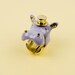 Hippo Purple Ring, Hippopotamus, Enamel Hand-painted, Adjustable, Women's Ring