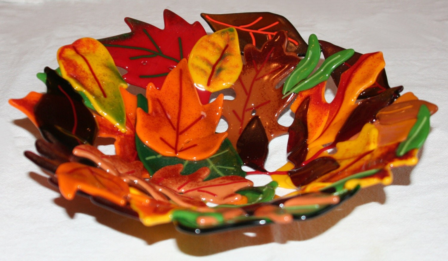 Fused Glass Leaf Bowl by BloomingLilyGlass on Etsy