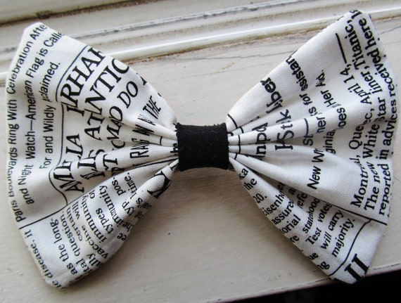 Items similar to Newspaper Chic Big Hair Bow on Etsy