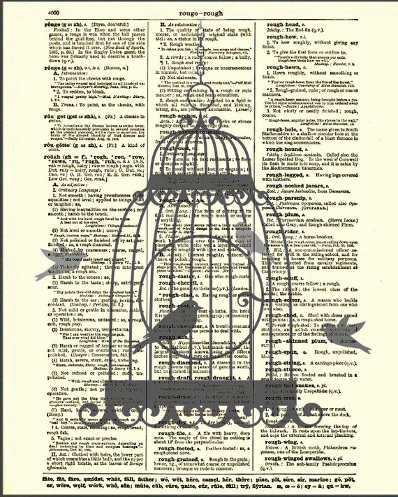 Dictionary Art Print Bird Cage Print Bird by ReImaginationPrints
