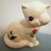 Vintage Elpa Alcobaca CAT Kitten FIGURINE Blue Glass Eye PORTUGAL - Peeking from one eye