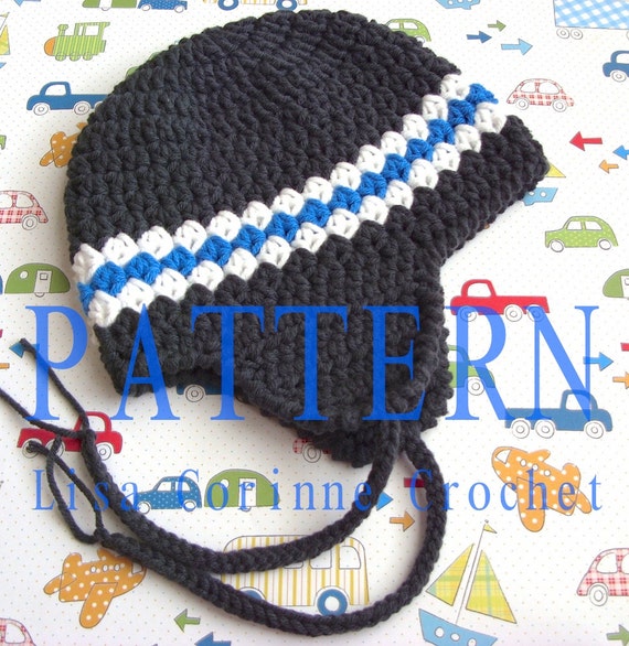 boy hat pattern crochet for baby Boy Hat, Easy Beanie Instant Crochet Cap, PATTERN, Earflap Striped