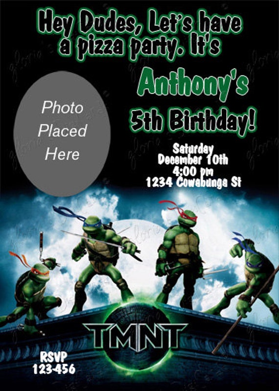 Ninja Turtle Party Invitation by glorias DigiCards on Etsy Il_570xn