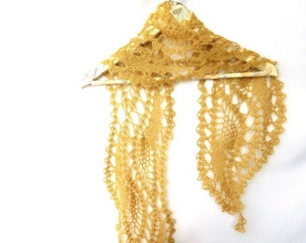 Hand Crochet Scarf, Gift Ideas, For Her, Winter Accessories, Scarves, Very Long,Goldenrod, Mohair Yarn,Original Pattern,READY TO SHIP,