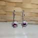 Sterling silver flower earring, with fuchsia Swarovski crystal rhinestone