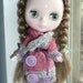Blythe multicolor coat with belt and 2 light purple buttons