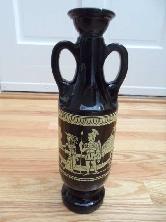 Black Bottle Egyptian Pyramid Design 11 tall liquor